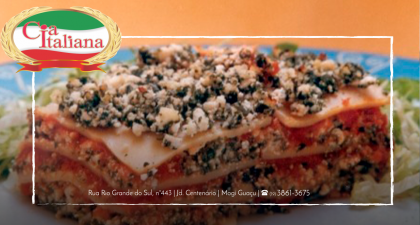 Lasanha vermelha com Espinafre e ricota